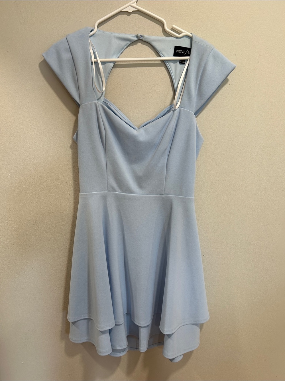Next Light Blue High-Low Fit & Flare Dress